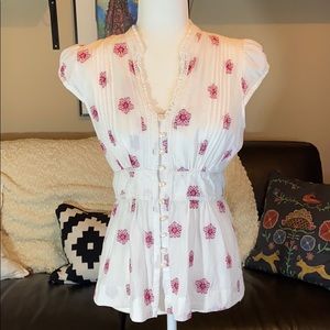 Anthropologie Odille Sleeveless Button Down Blouse